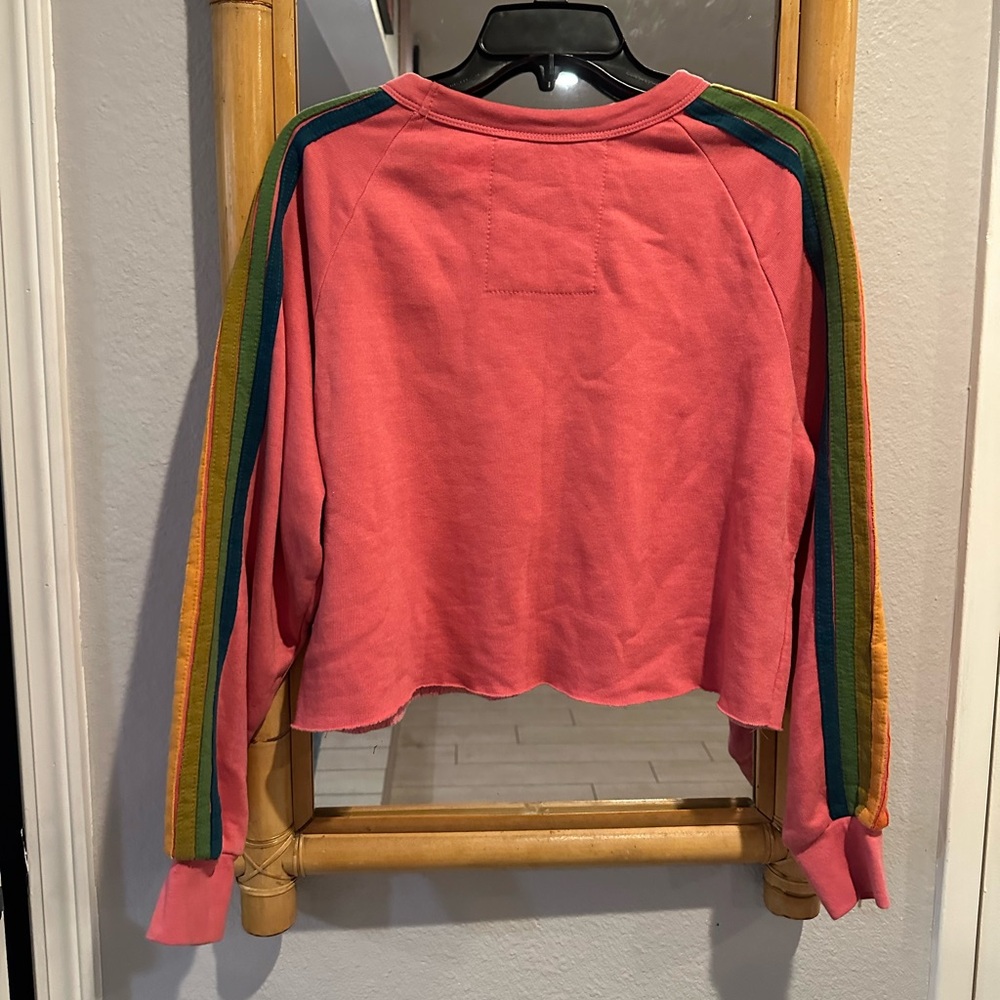 Aviator Nation EUC BOLT EMBROIDERY CLASSIC CROPPED CREW SWEATSHIRT 5 STRIPES - Picture 10 of 13